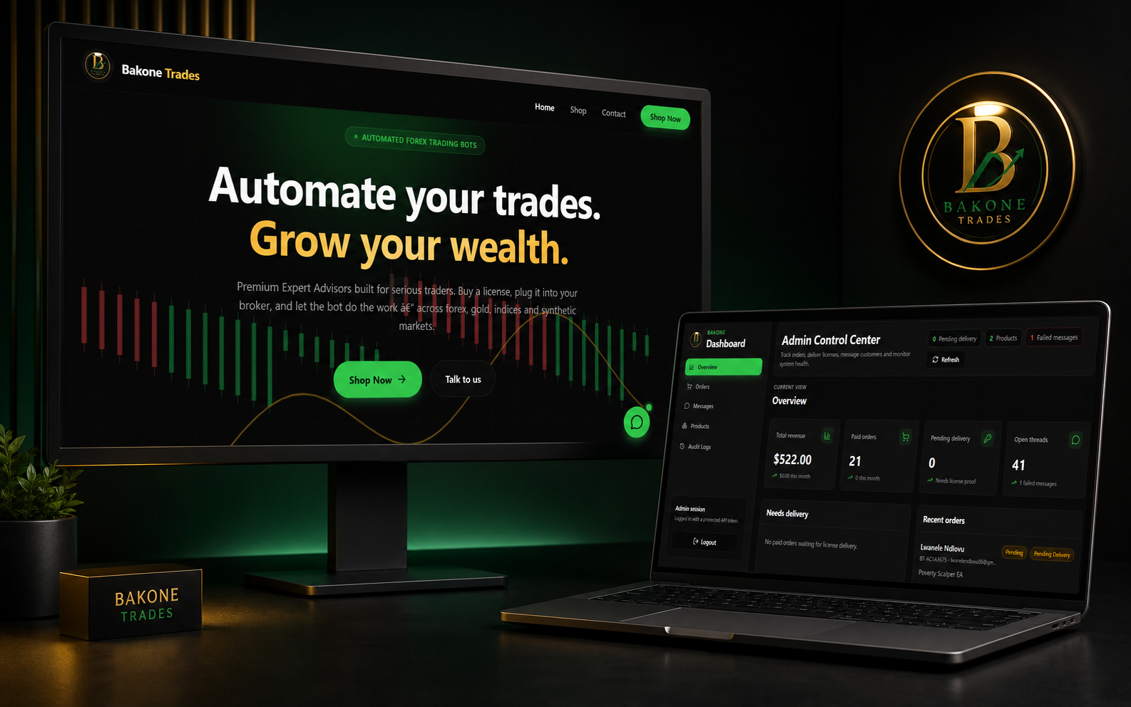 Bakone Trades interface preview
